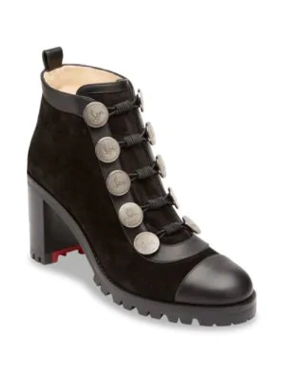 Shop Christian Louboutin Alphabouton 70 Suede Booties In Black