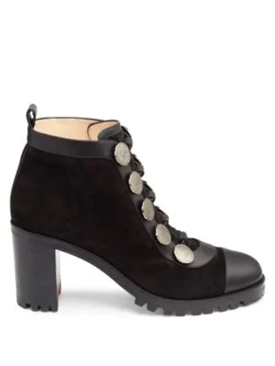 Shop Christian Louboutin Alphabouton 70 Suede Booties In Black