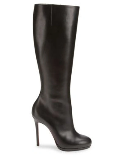 Shop Christian Louboutin Botalili 100 Knee High Leather Boots In Black