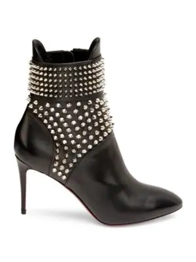 Shop Christian Louboutin Hongriose 85 Studded Leather Booties In Black