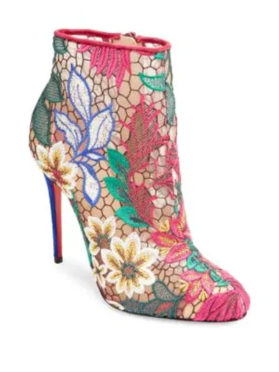 Shop Christian Louboutin Miss Tennis 100 Floral Mesh Booties In Multi