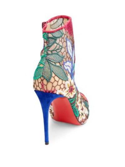 Shop Christian Louboutin Miss Tennis 100 Floral Mesh Booties In Multi