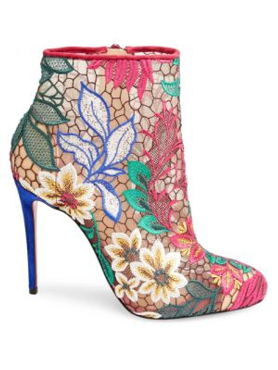 Shop Christian Louboutin Miss Tennis 100 Floral Mesh Booties In Multi