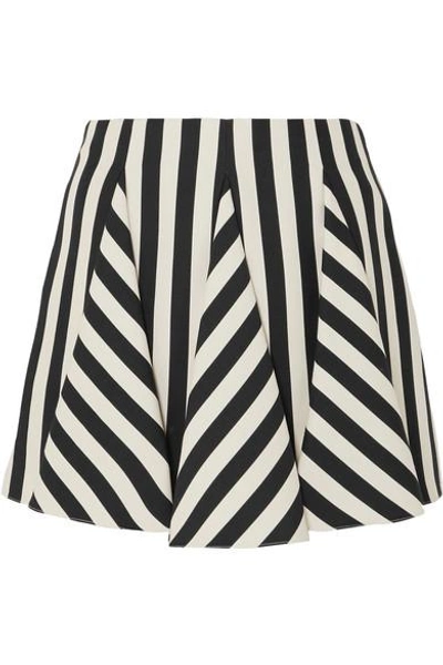 Shop Valentino Striped Wool And Silk-blend Mini Skirt In Black