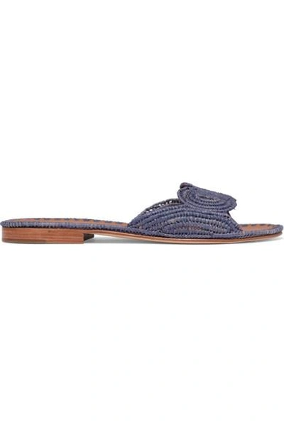 Shop Carrie Forbes Naima Woven Raffia Slides In Purple
