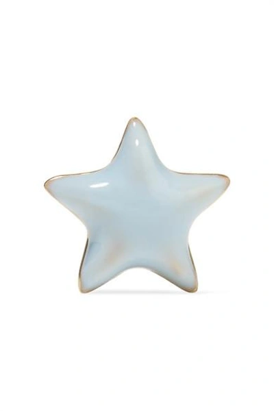 Shop Alison Lou Tiny Star 14-karat Gold And Enamel Earring