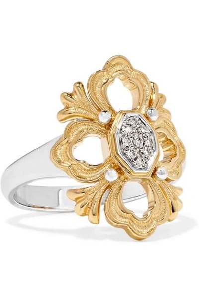 Shop Buccellati Opera 18-karat Yellow And White Gold Diamond Ring