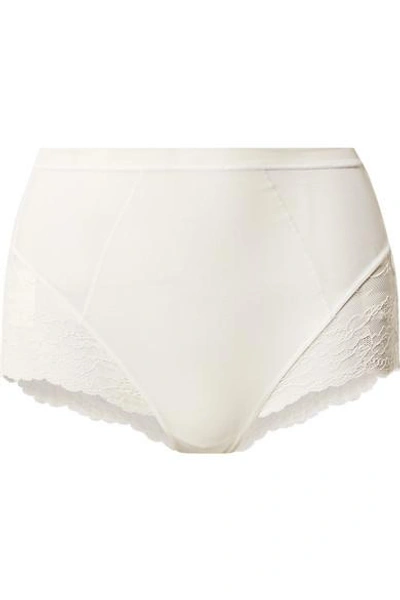 Shop Spanx Spotlight Stretch-tulle And Lace Briefs In White