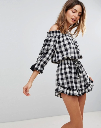 Shop Surf Gypsy Off The Shoulder Gingham Beach Dress - Multi