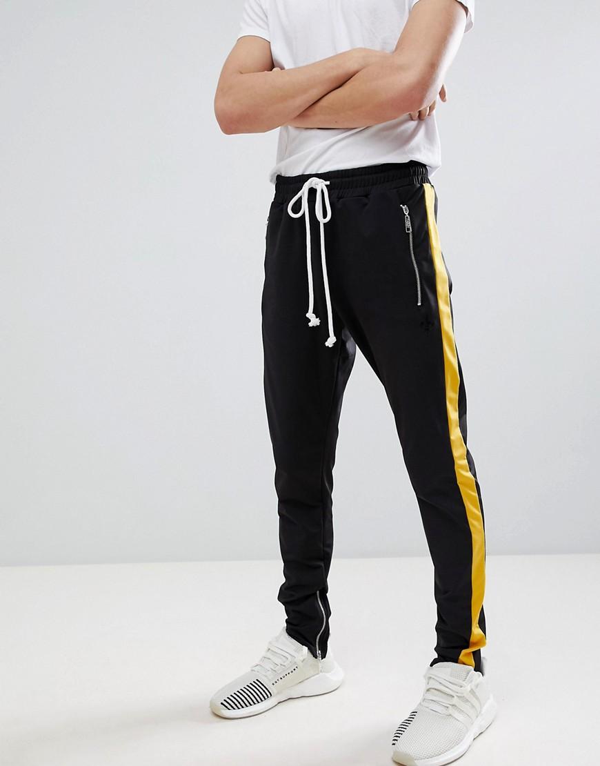 black yellow stripe joggers