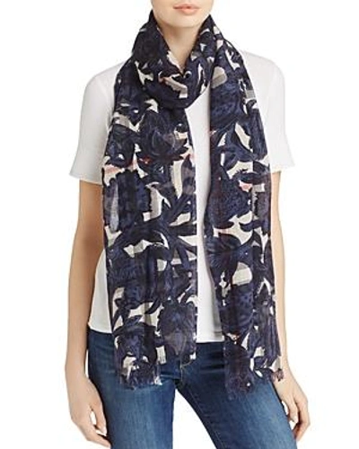 Shop Burberry Beasts Gauze Giant Check Scarf In Storm Blue