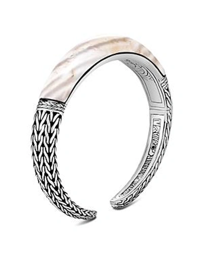 Shop John Hardy Sterling Silver Classic Chain Small Graduated White Agate Kick Cuff In White/silver