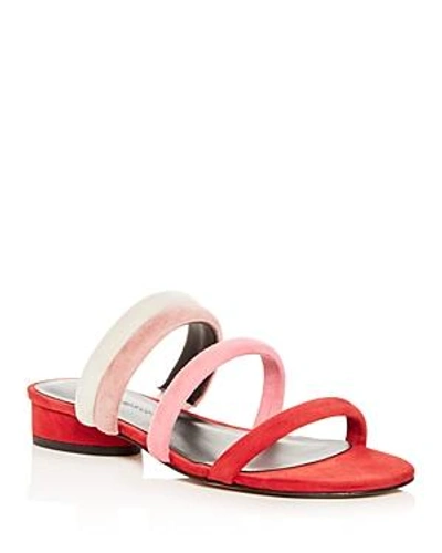 Shop Rebecca Minkoff Women's Kade Color-block Suede Slide Sandals In Cherry