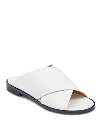 Shop Marc Fisher Idinia Leather Slide Sandals In White