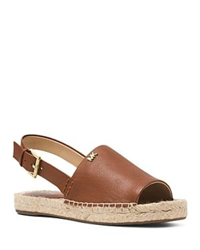 Shop Michael Michael Kors Women's Fisher Leather Espadrille Sandals In Luggage