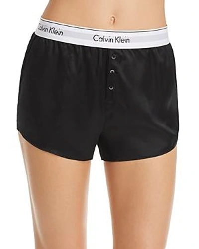 Shop Calvin Klein Ck Black Silk Sleep Shorts