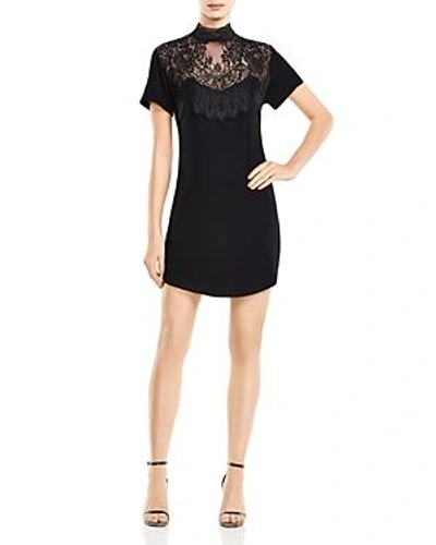 Shop Haute Hippie Lace-detail T-shirt Dress In Black