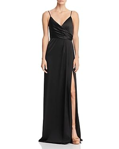 Shop Jill Jill Stuart Crossover Satin Gown In Black