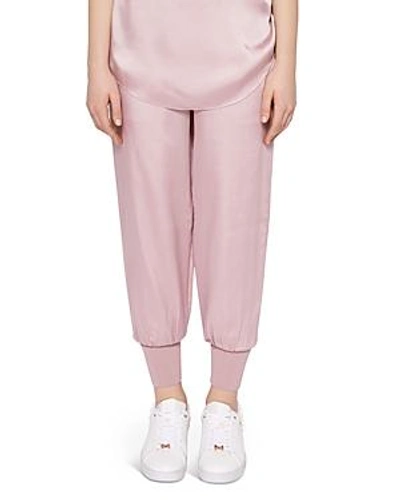 Shop Ted Baker Ted Says Relax Aibrey Satin Jogger Pants In Dusky Pink