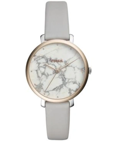Shop Fossil Women's Jacqueline Gray Leather Strap Watch 36mm In Grey