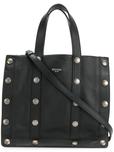 Shop Moschino Studded Tote Bag In Black