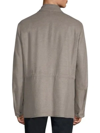 Shop Kiton Point Collar Cashmere Jacket In Grey