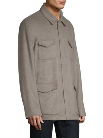 Shop Kiton Point Collar Cashmere Jacket In Grey