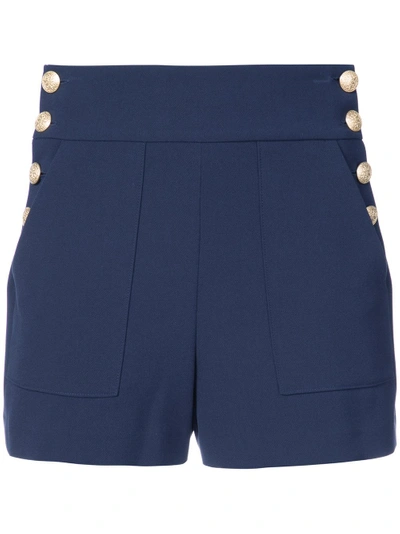 Shop Alice And Olivia Alice+olivia Side Buttons Shorts - Blue