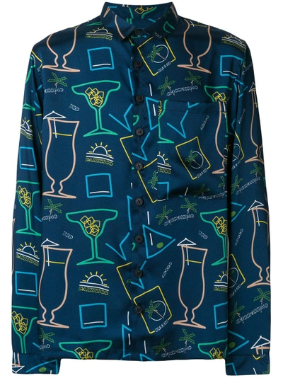 Shop Sunnei Cocktails Print Shirt - Blue