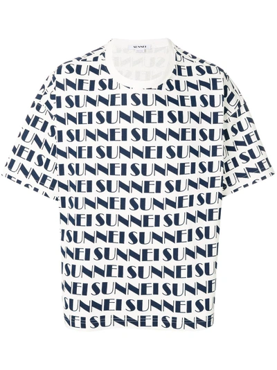 Shop Sunnei Logo Print T-shirt - White