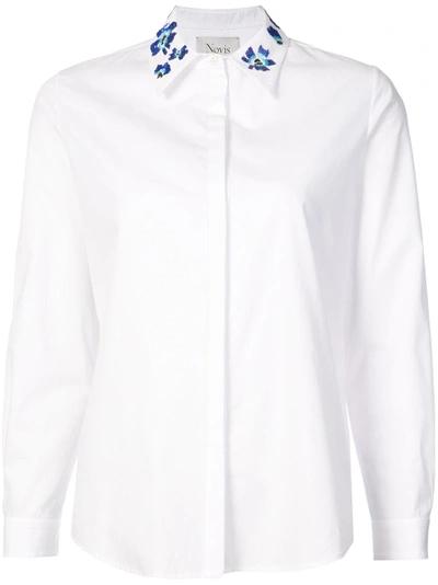 Shop Novis Embroidered Collar Shirt In White