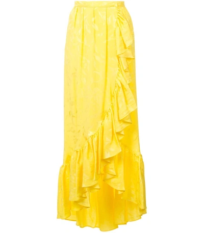 Shop Attico Long Ruffled Skirt In Yellow