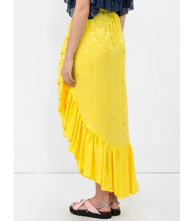 Shop Attico Long Ruffled Skirt In Yellow