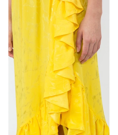 Shop Attico Long Ruffled Skirt In Yellow