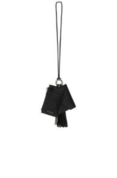 Shop Saint Laurent Triple Function Tassel Keyring In Black