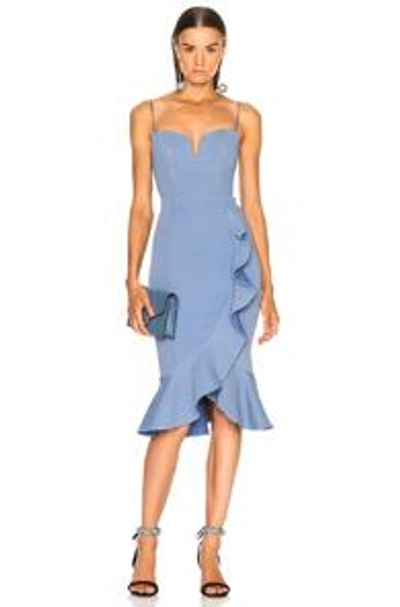 Shop Nicholas Bandage Frill Wrap Dress In Blue