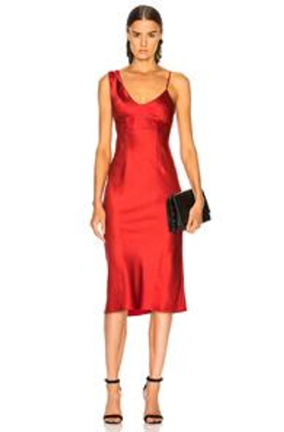 Shop Alexander Wang T T By Wist Shoulder Midi Slip Dress In Red