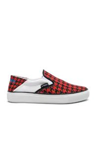 Shop Vetements Canvas Checkerboard Slip On Sneakers In Red,checkered & Plaid. In Red & Black