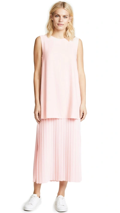 Shop Adam Lippes Double Layer Pleated Dress In Blush