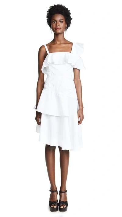 Shop Kendall + Kylie One Shoulder Flutter Dress In Bright White