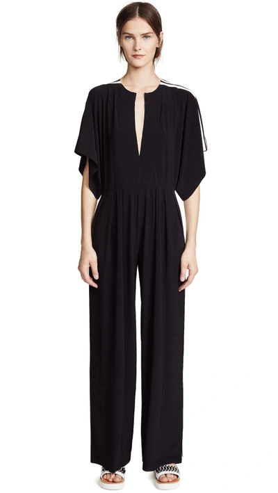 Shop Norma Kamali Rectangle Jumpsuit In Black/engineered Stripe