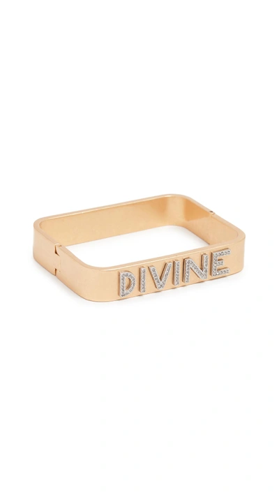 Shop Tory Burch Divine Message Bracelet In Vintage Gold