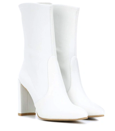 Shop Stuart Weitzman The Clinger Leather Ankle Boots In White
