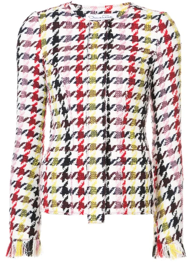 Shop Oscar De La Renta Graphic-print Tweed Jacket In Multicolour
