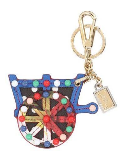 Shop Dolce & Gabbana Woman Key Ring Bright Blue Size - Soft Leather