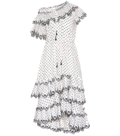 Shop Zimmermann Jaya Dotted Linen Dress In White