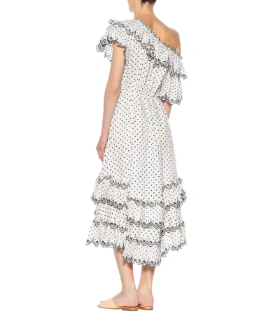 Shop Zimmermann Jaya Dotted Linen Dress In White