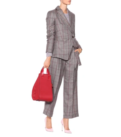 Shop Brunello Cucinelli Plaid Wool Wrap Blazer In Brown