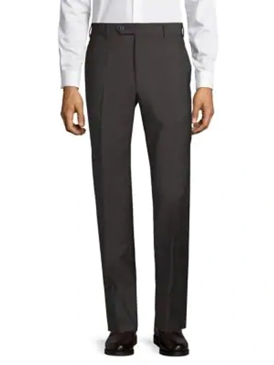 Shop Zanella Devon Box Check Wool Trousers In Brown