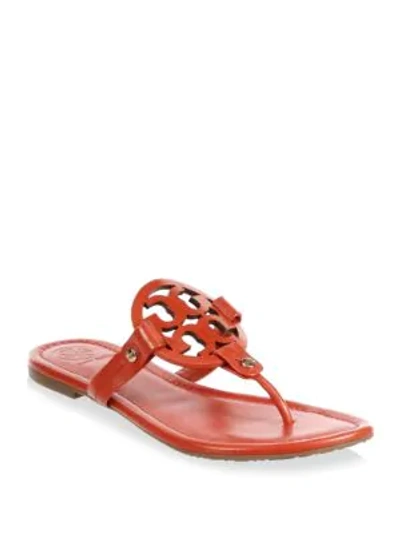 Shop Tory Burch Miller Samba Leather Sandals In Poppy Orange